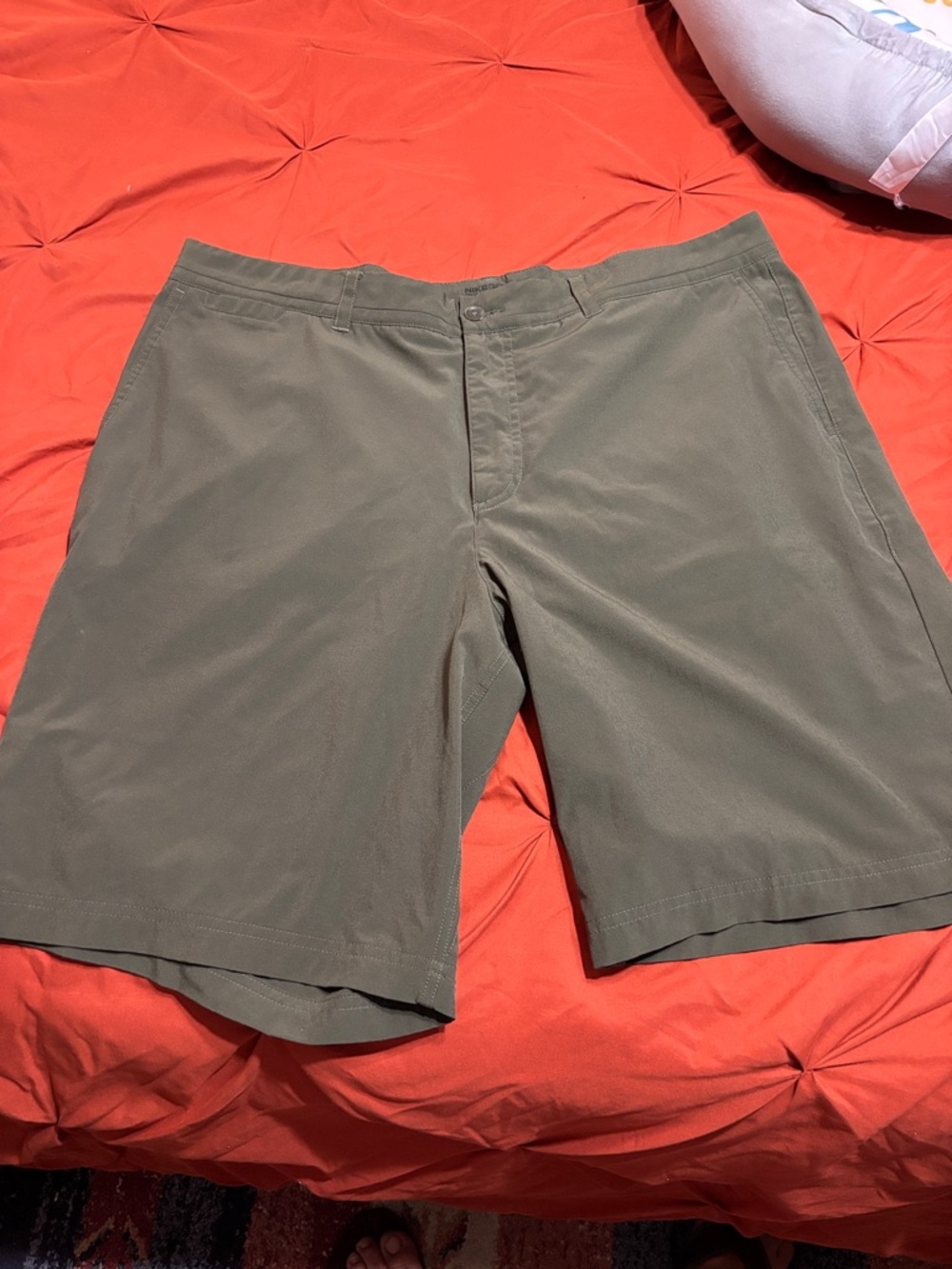 Nike Men's Olive Flat-Front Shorts